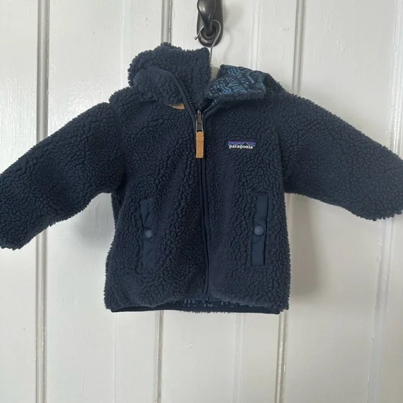 Patagonia Reversible Tribbles Blue Patterned Baby Jacket